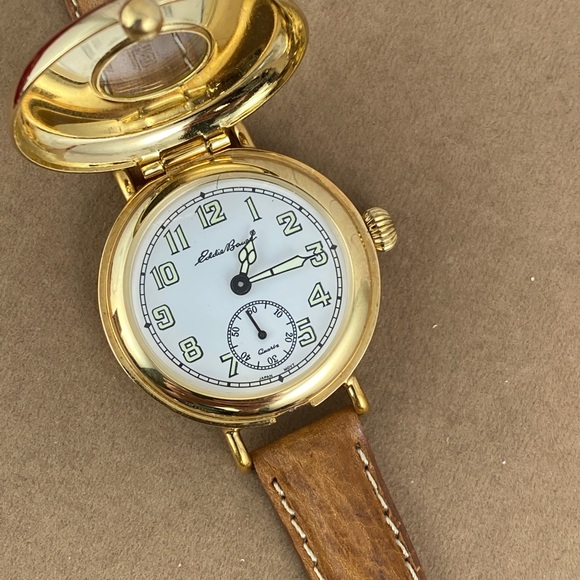 Vintage Eddie Bauer 18KGP Field Watch Flip Top Crystal Guard - Picture 4 of 11